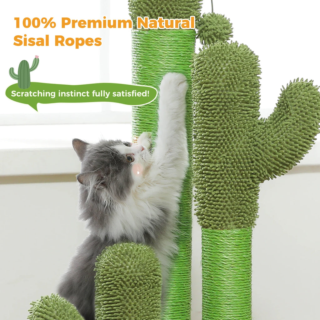 Cactus Cat Tree Small Cat Tower with Spacious Condo,Cozy Hammock,Dangling Ball,Scratching Post Cat Accessories for Indoor Cats Whispering Desires Shoppe