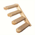 Wall-Mounted Wooden Cat Climbing Stairs
