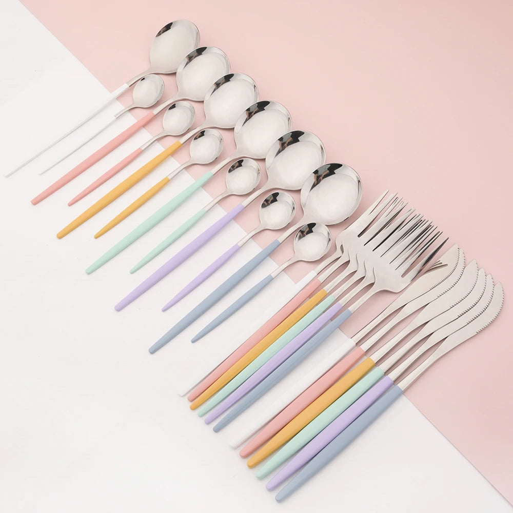 HELOTIC Stainless Steel Flatware — 24 Pieces