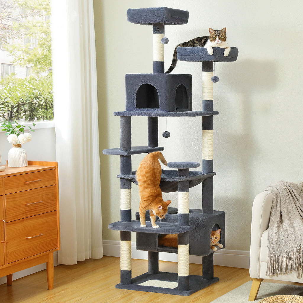 184cm Cat Tree with Hammock, Condo & Scratching Posts