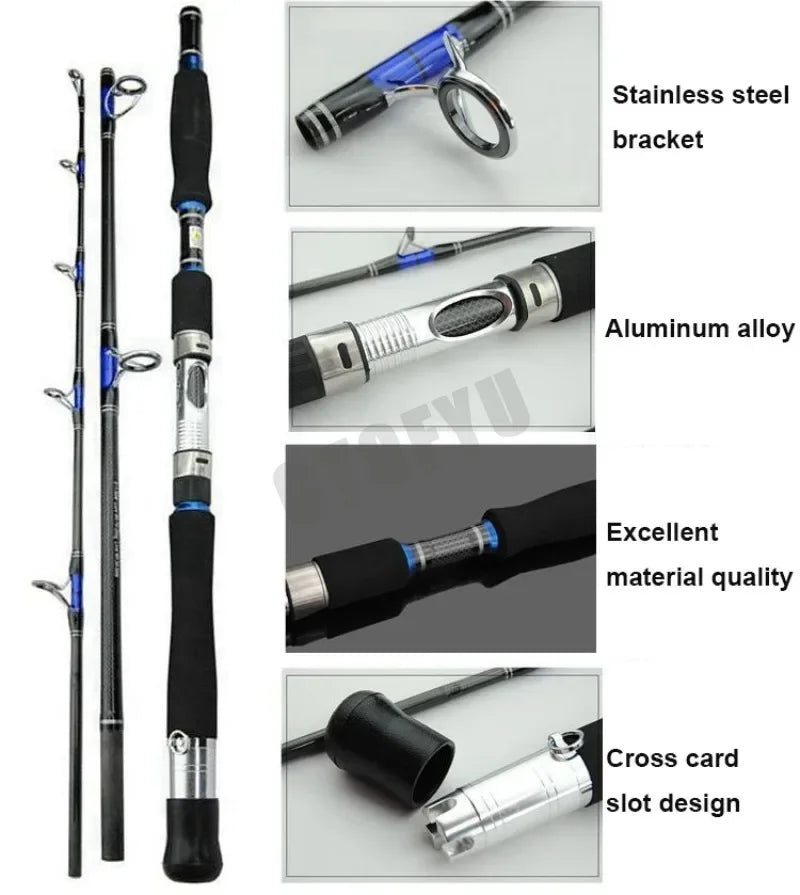 Three-Piece Carbon Boat Rod — 1.8 or 2.1 m