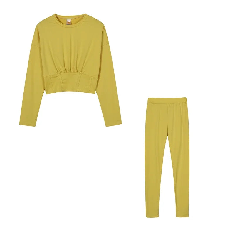 Women's Solid-Color Two-Piece Casual Outfit