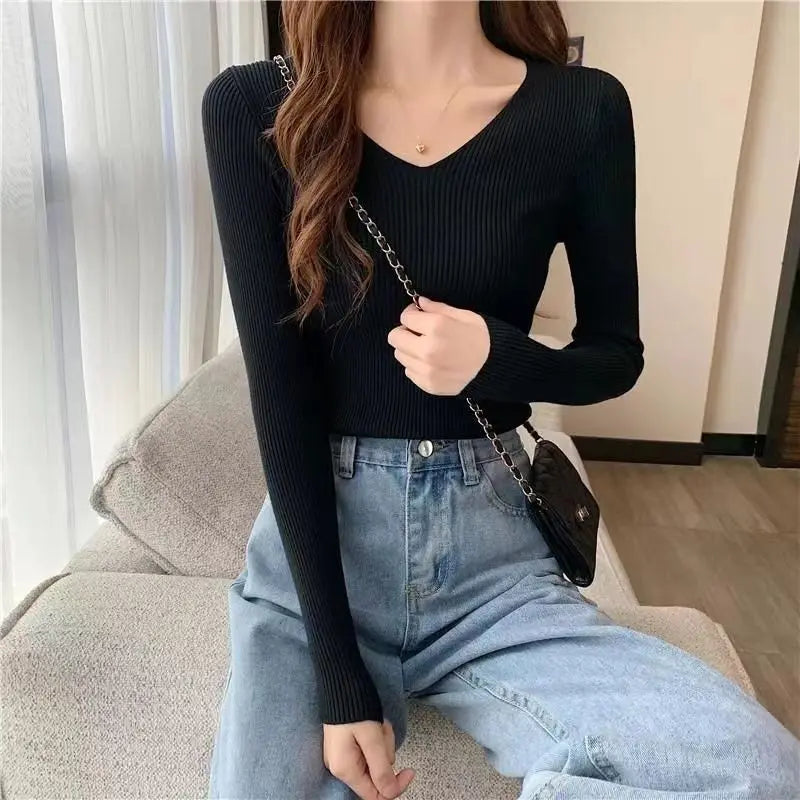 Women's Slim V-Neck Knit Sweater