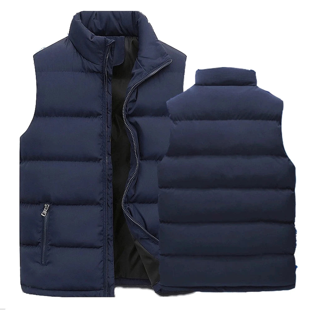 Men's Cotton-Lined Zip-Up Sleeveless Vest