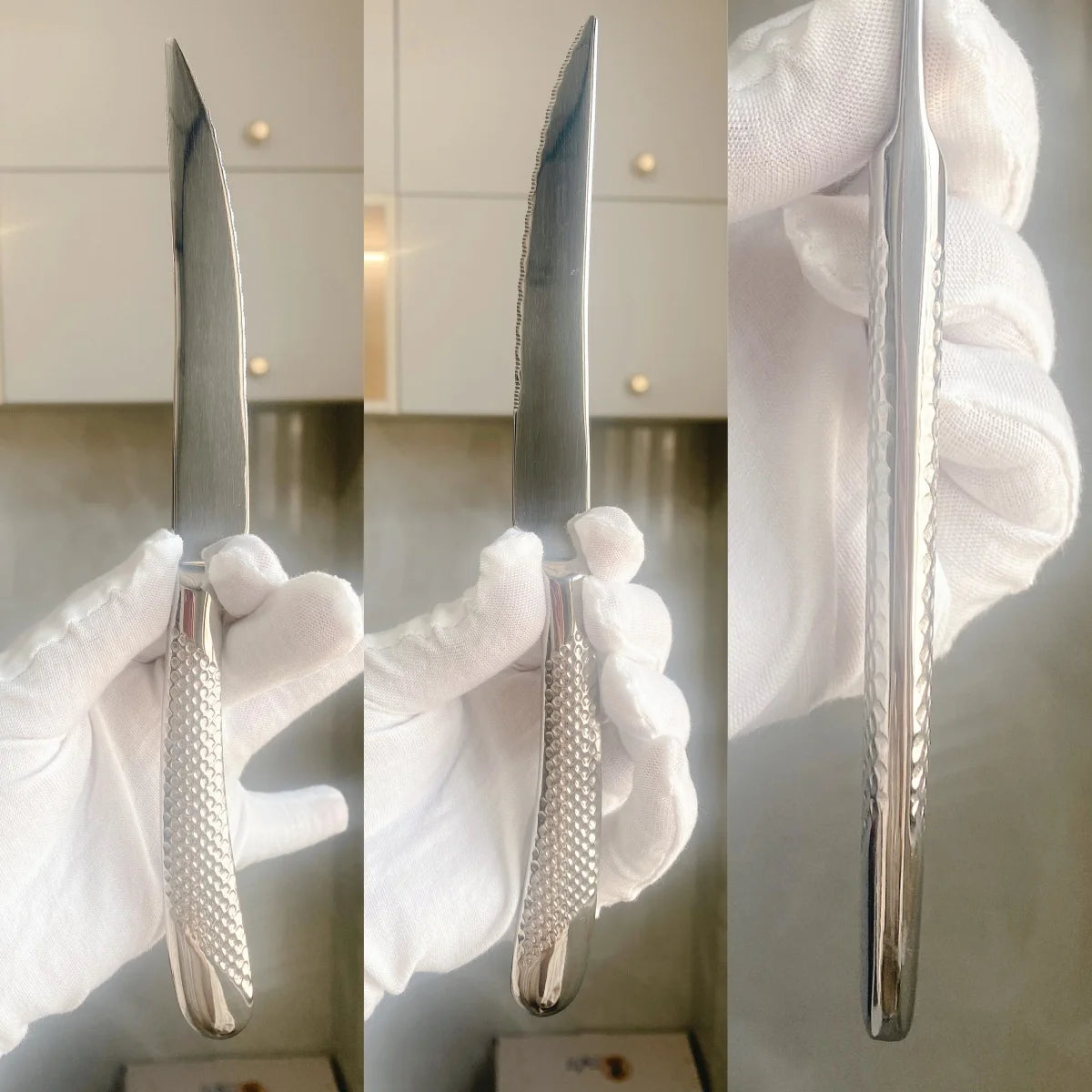 Hammered-Handle Stainless Steel Flatware Sets