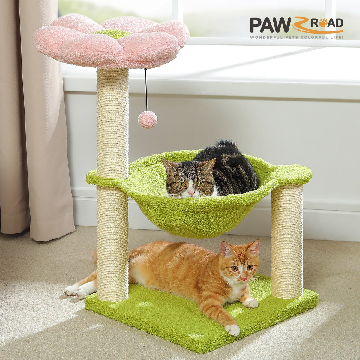 71cm Flower Cat Tree with Hammock & Scratching Post