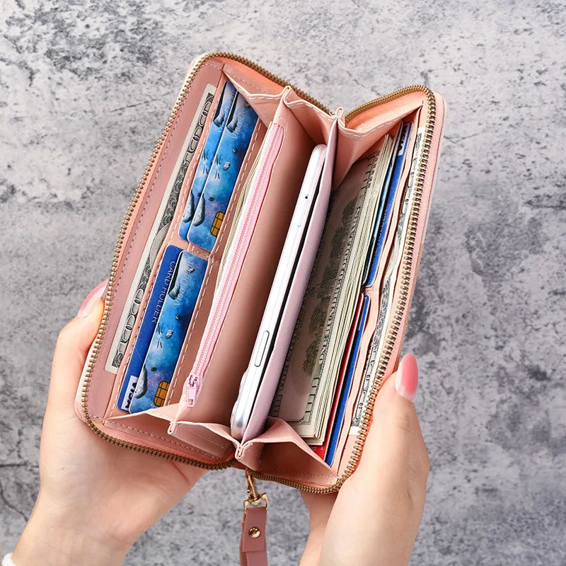 Women's Long Zipper PU Wallet