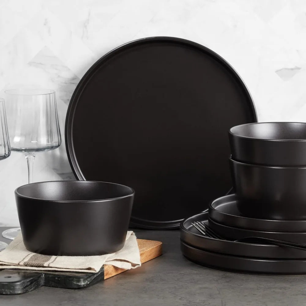 FEB.WIND Matte Black Ceramic Dinnerware