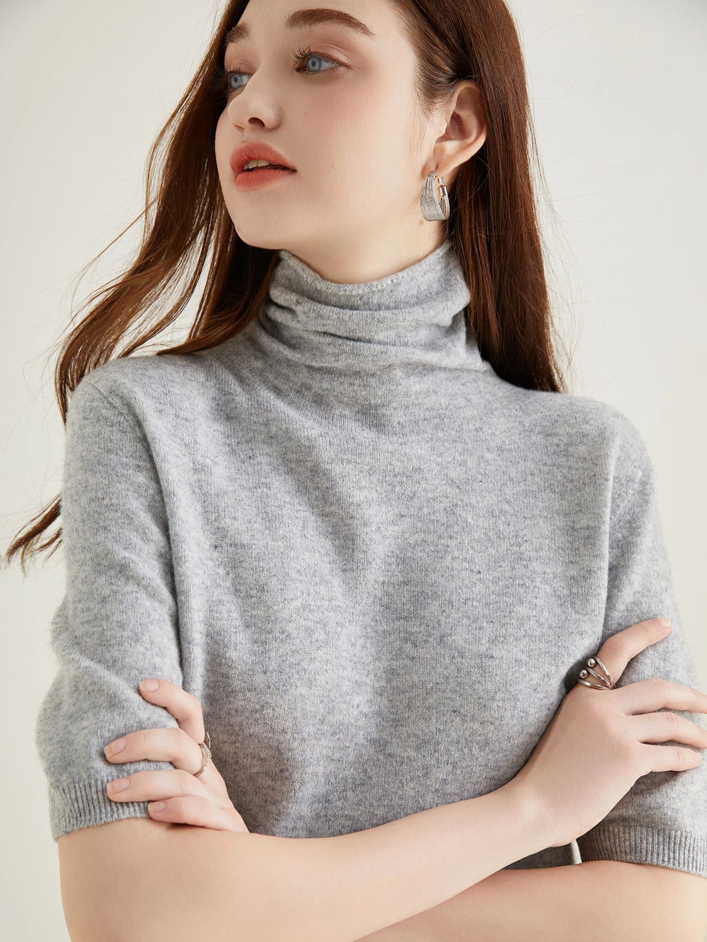 Women's Knit Tops Short Sleeve Fashion Women Sweaters New 100% Merino Wool Knitwears Vintage Sweater Turtleneck Pullover Clothes Dsers