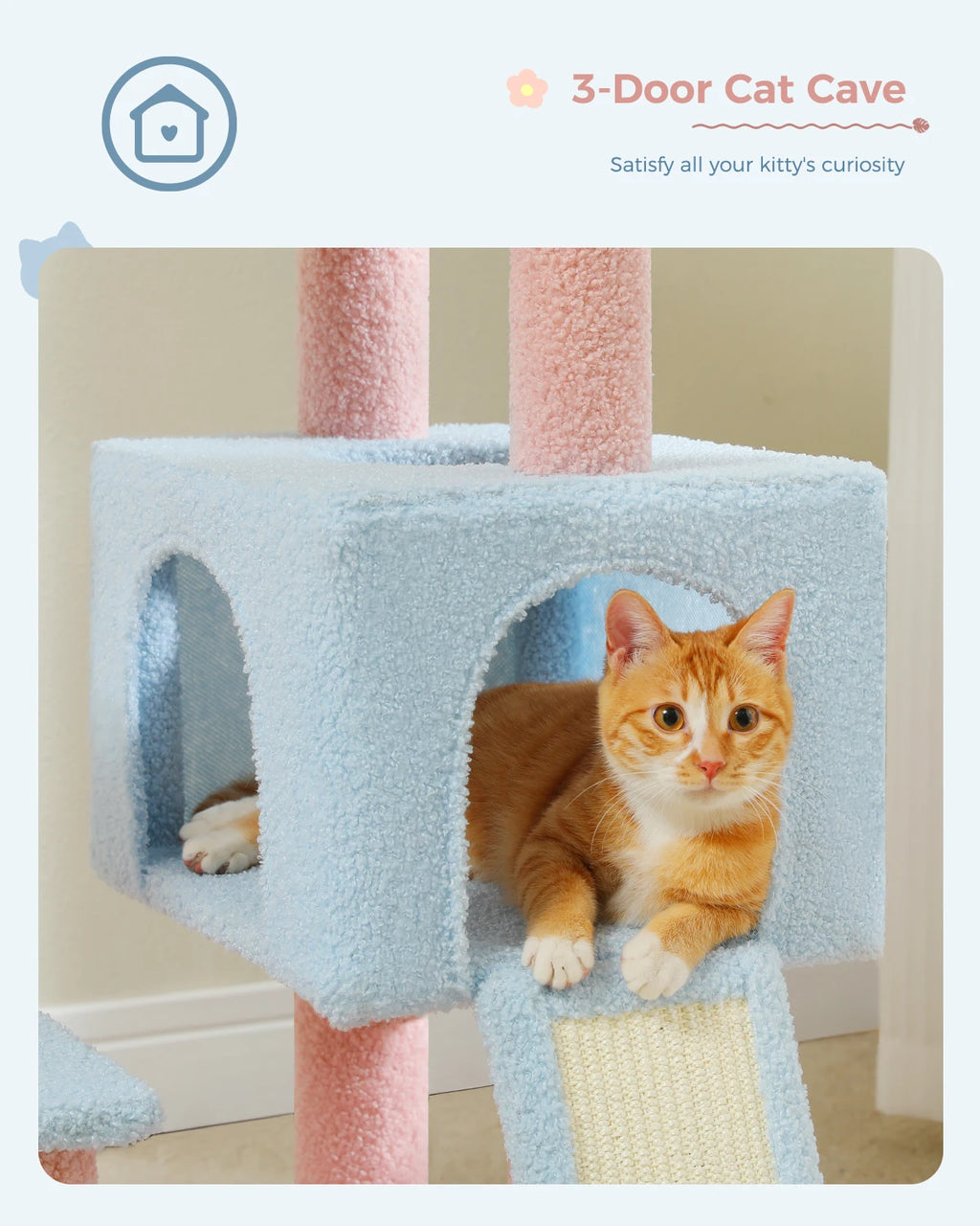 120cm Flower Cat Tree with Ramp & Hammock