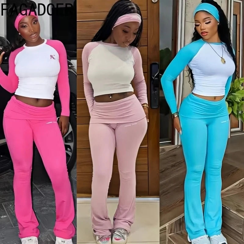Women's Long-Sleeve Crewneck Top and Pants Set