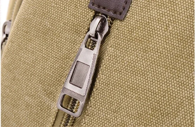 Unisex Canvas Multi-Pocket Crossbody Satchel