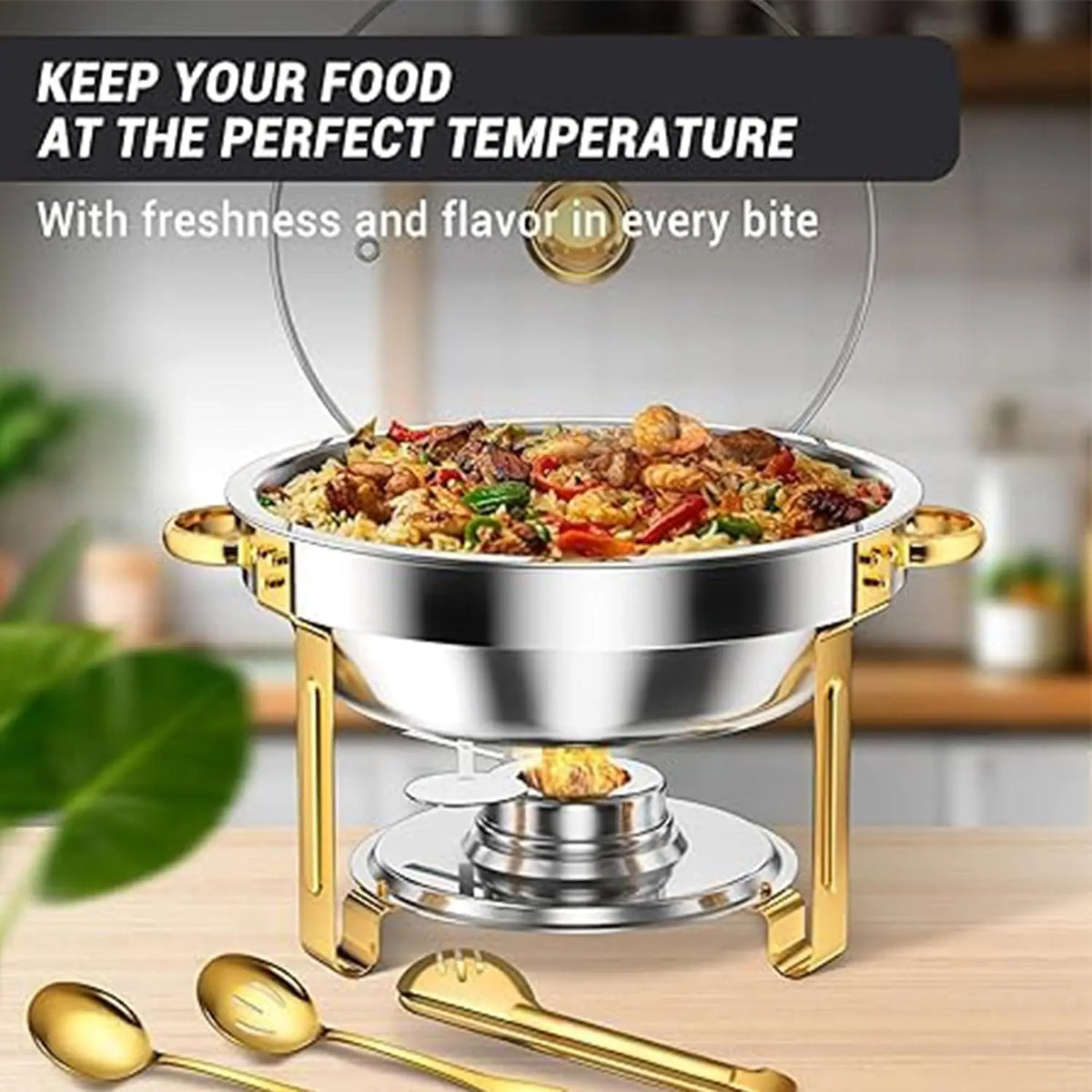 Round Chafing Dishes with Glass Lids — 2 or 4 Pack