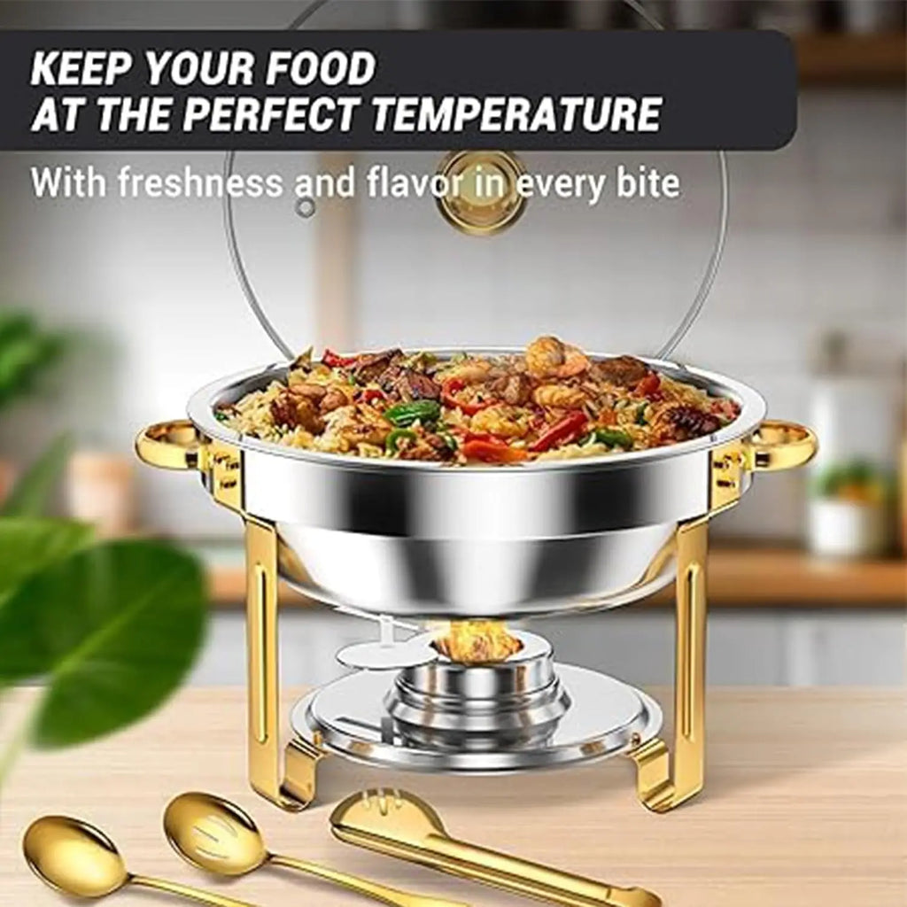 Round Chafing Dishes with Glass Lids — 2 or 4 Pack