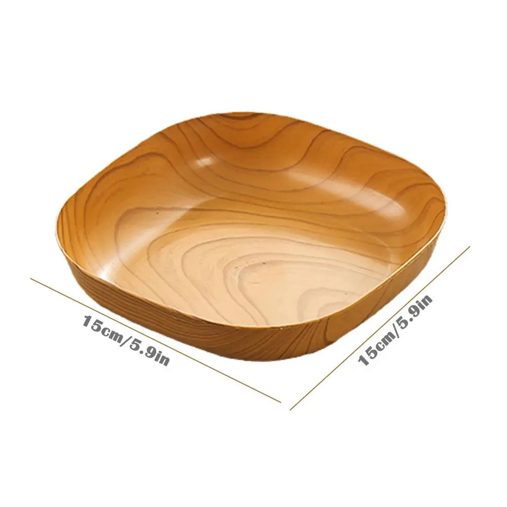 Wood-Grain PP Square Plates — Assorted Packs