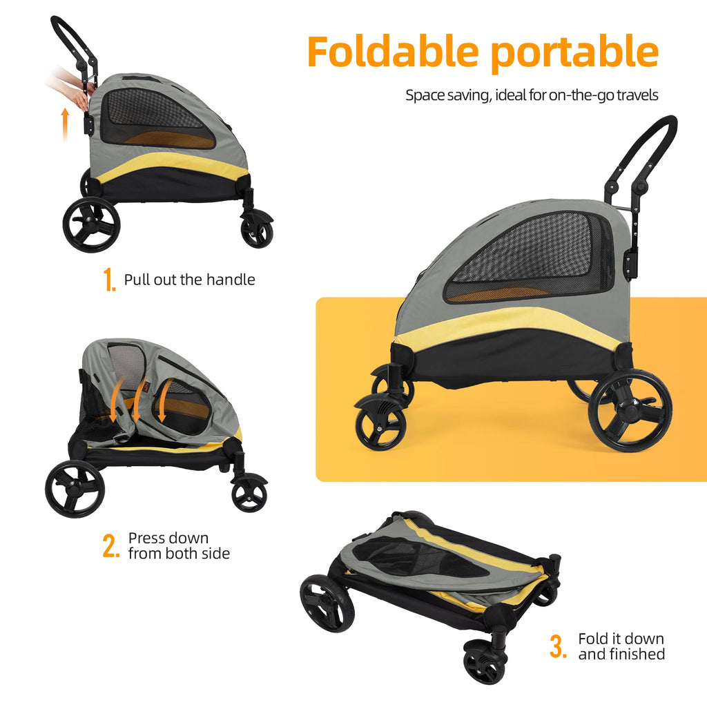 Foldable Four-Wheel Pet Stroller