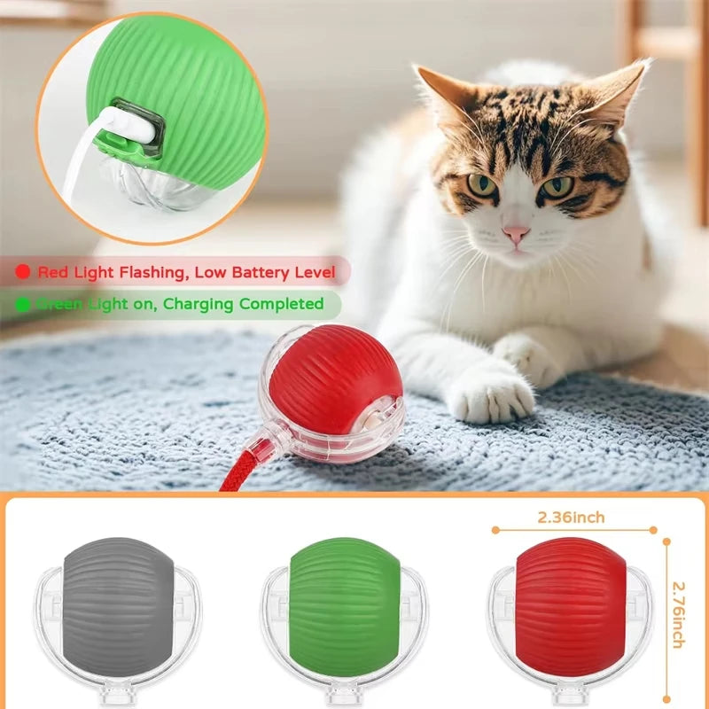 Rechargeable Rolling Cat Ball with Faux Tail