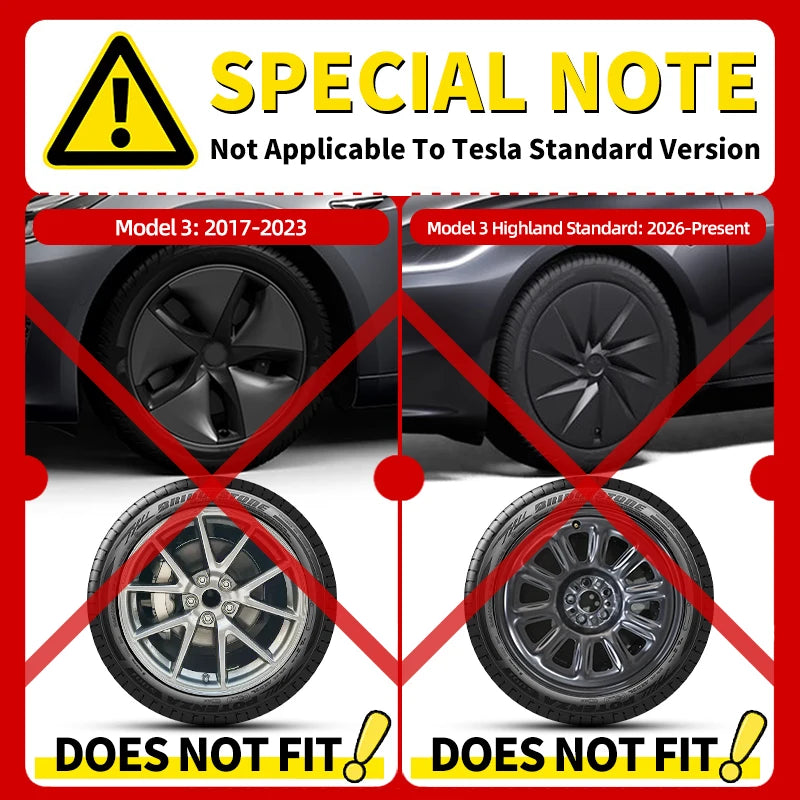 MOTENIO 18-Inch Wheel Covers for Model 3 Highland – Set of 4