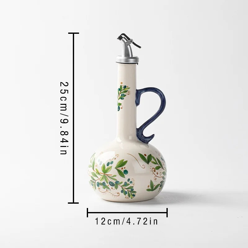 Decorative Ceramic Oil and Vinegar Dispenser