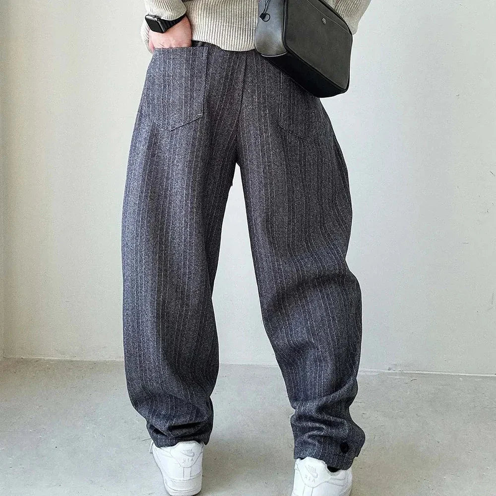 Men's Wide-Leg Drawstring Streetwear Pants