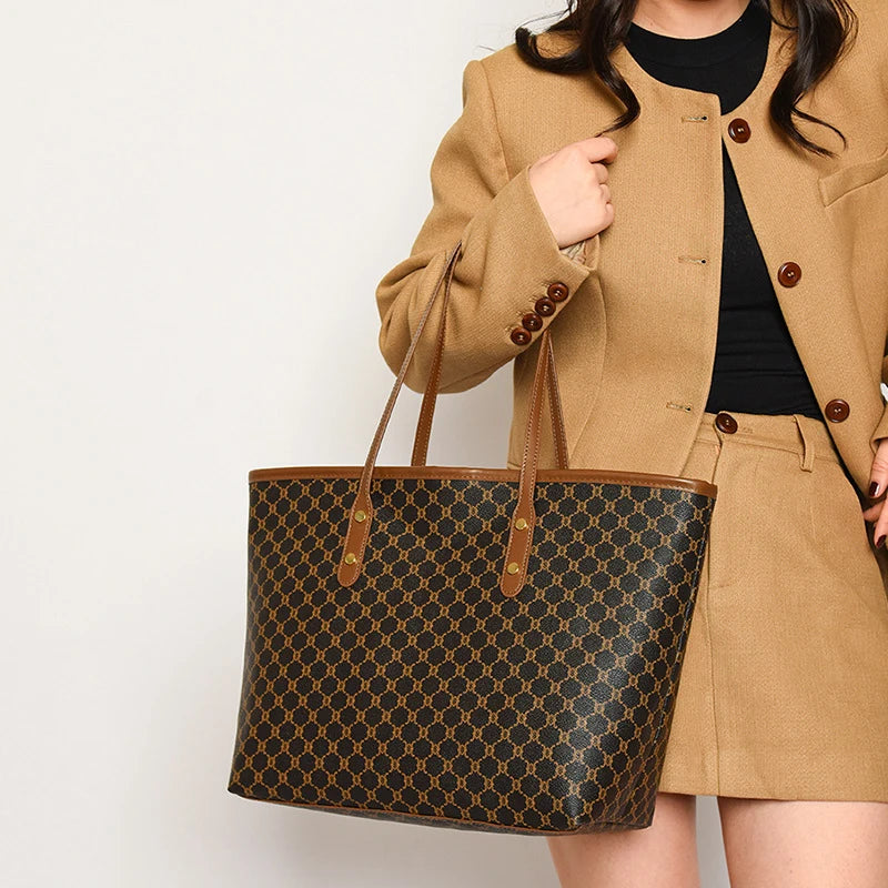 Women's PU Shoulder Tote with Zipper Closure