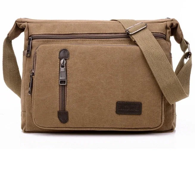 Unisex Canvas Multi-Pocket Crossbody Satchel