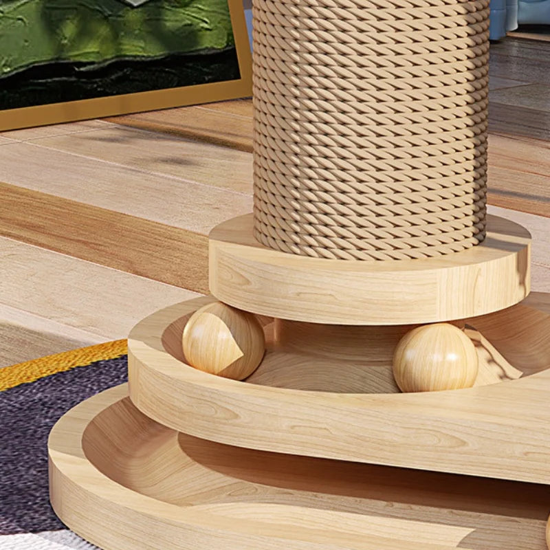 Interactive Cat Scratching Tower with Ball Track
