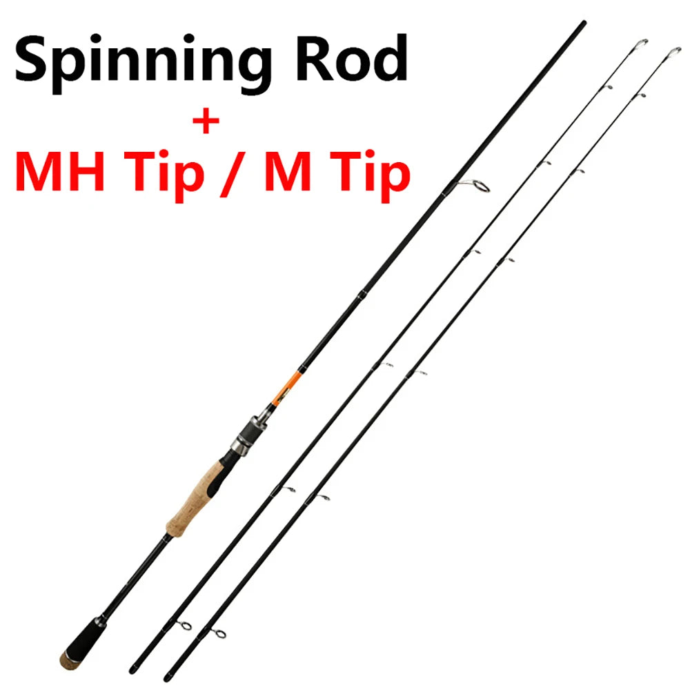 Carbon Fishing Rod with Two Tips — 1.8, 2.1 or 2.4 m