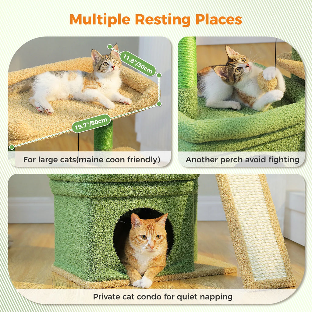 27" Cat Tree with Condo, Perch & Scratching Post