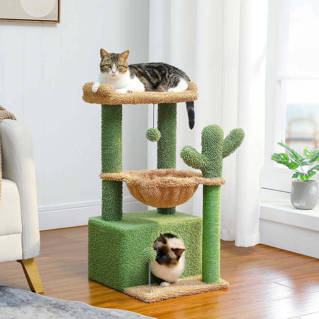 83cm Cactus Cat Tree with Condo & Hammock