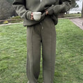 Women's Long-Sleeve Collared Top and Pants Set