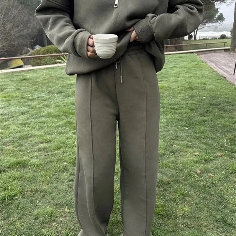 Women's Long-Sleeve Collared Top and Pants Set
