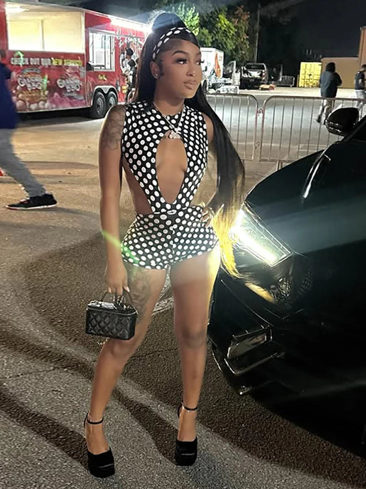 Women's Polka-Dot Bodysuit and Shorts Set