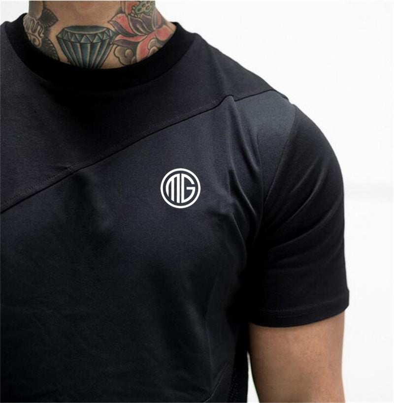Mens Muscle T Shirt Gym Bodybuilding Fitness Tees Tops Cotton Patchwork Mesh Slim Fit T Shirt Cotton Sports Short Sleeve Tshirt Whispering Desires Shoppe