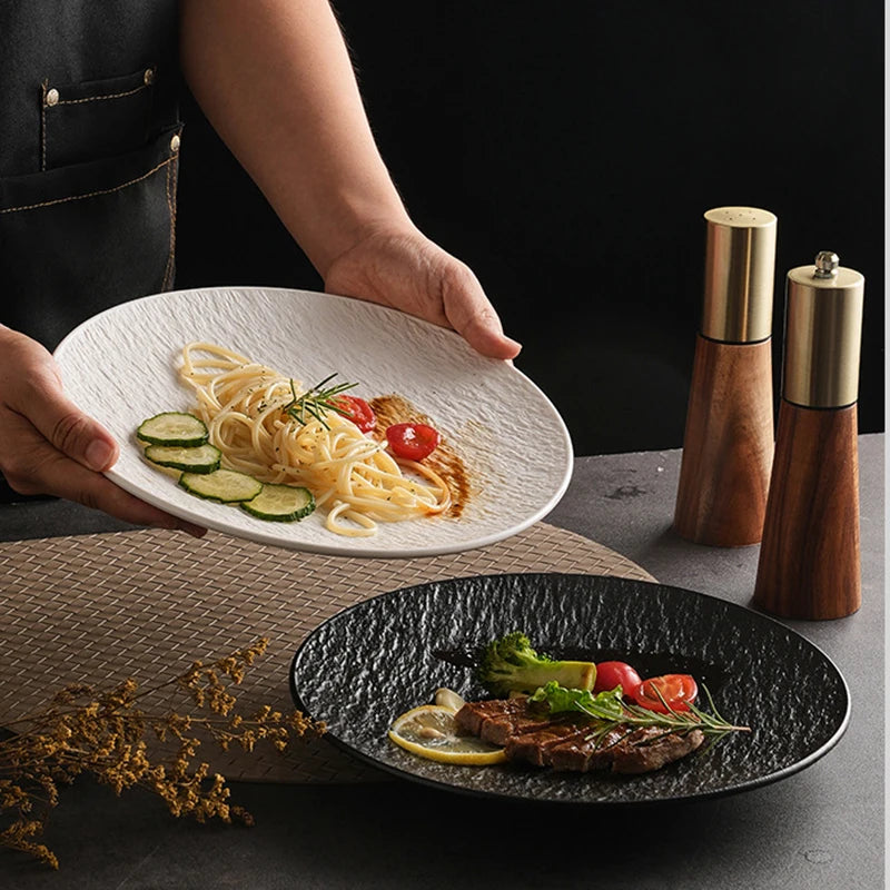 Rock-Textured Plastic Plates — 10 Pieces