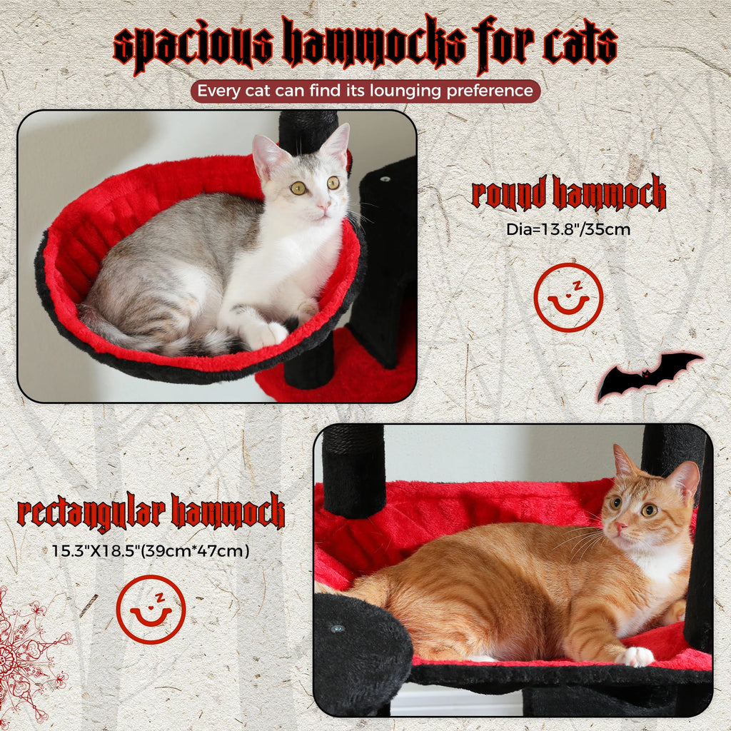Tall Cat Tree for Indoor Cats Big Cat Tower with Super Large Hammock Cat Climbing Tree with Scratching Posts Condo House Black Whispering Desires Shoppe