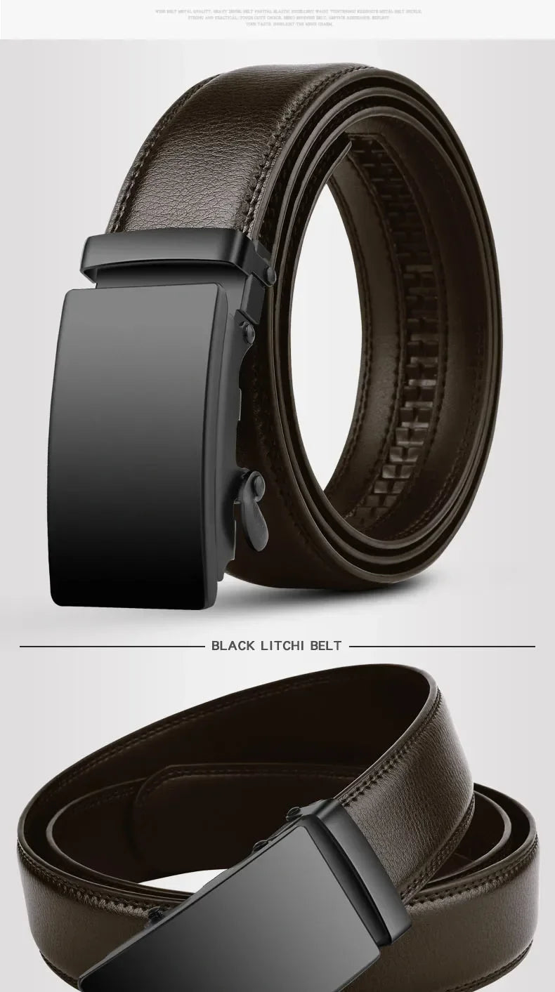 Men's 3.5 cm PU Business Belt with Automatic Buckle