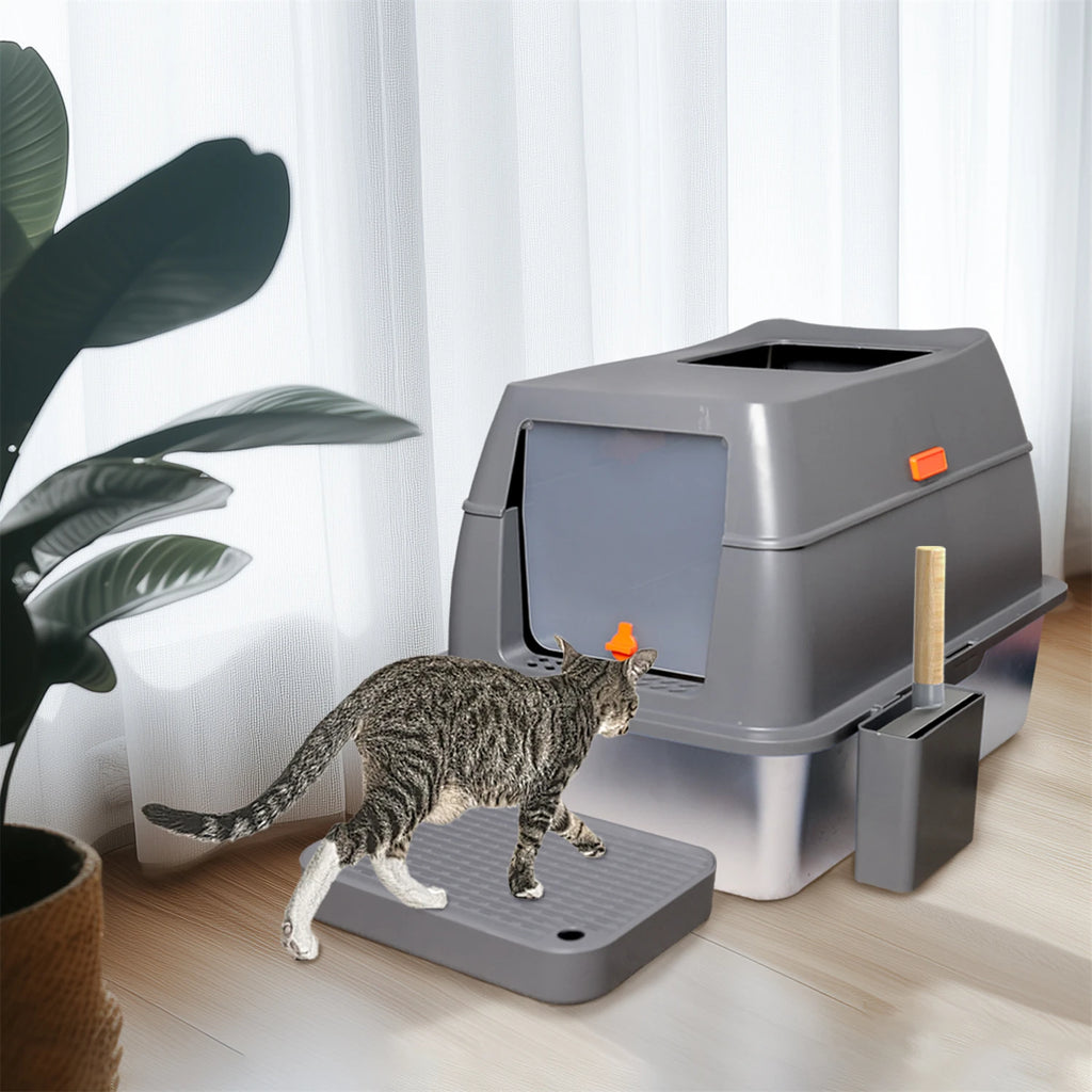 Enclosed Stainless Steel & ABS Cat Litter Box
