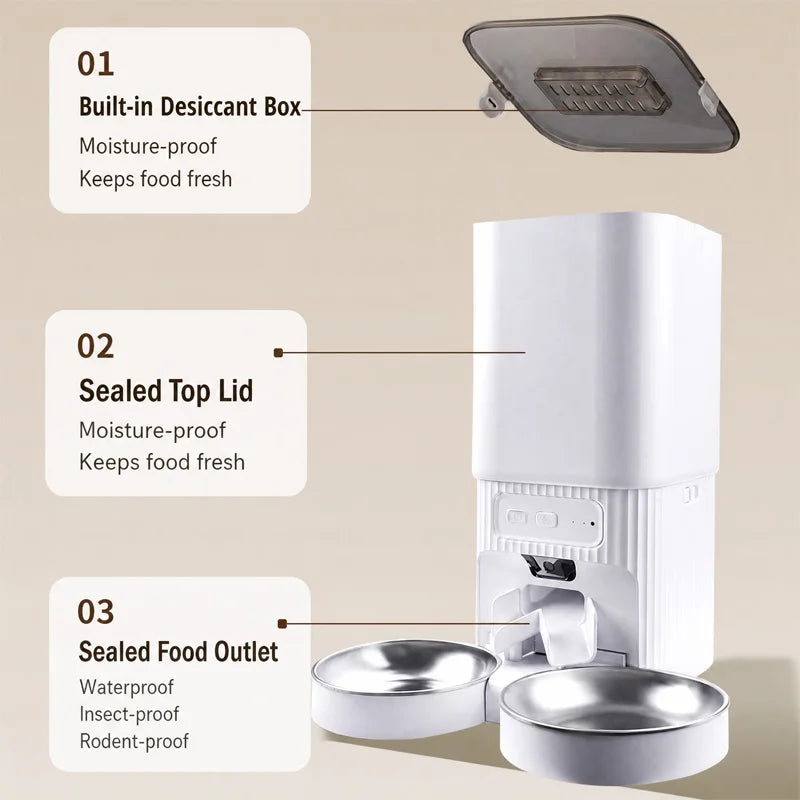 NITYERS 7L Camera Pet Feeder with Double Bowls