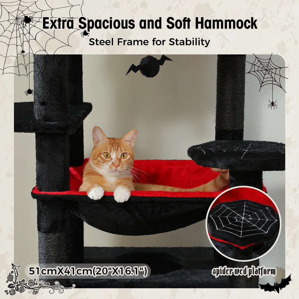 184cm Cat Tree with Hammock, Condo & Scratching Posts