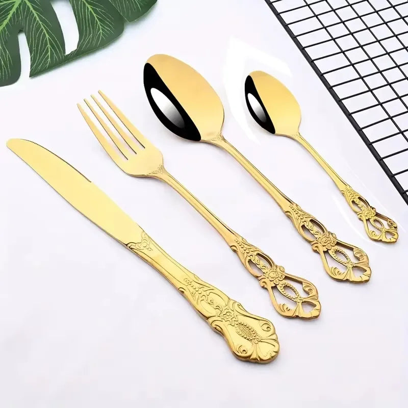 Crown-Design Stainless Steel Flatware — Assorted Packs
