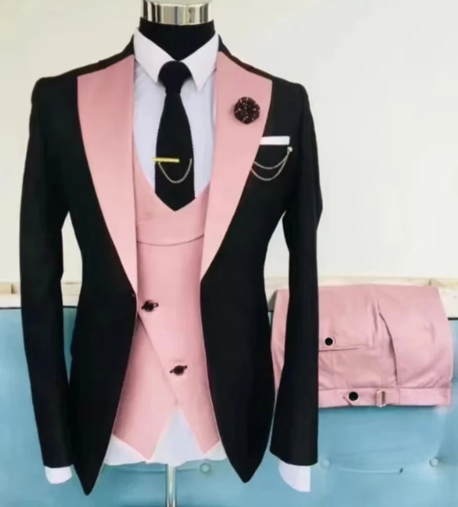 Men's Three-Piece Wedding Suit – Jacket, Vest & Pants