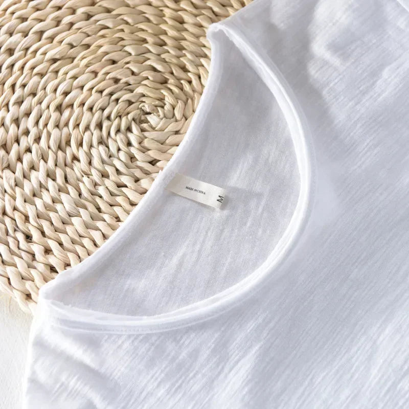 Men's Cotton Raw-Edge Crewneck T-Shirt