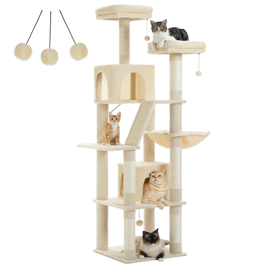 Multi-Level Cat Tree with Scratching Posts, Cozy Condo, Hammock, Large Cat Tower for Indoor Cats, Cat Scratching Board, Cat Toys Whispering Desires Shoppe