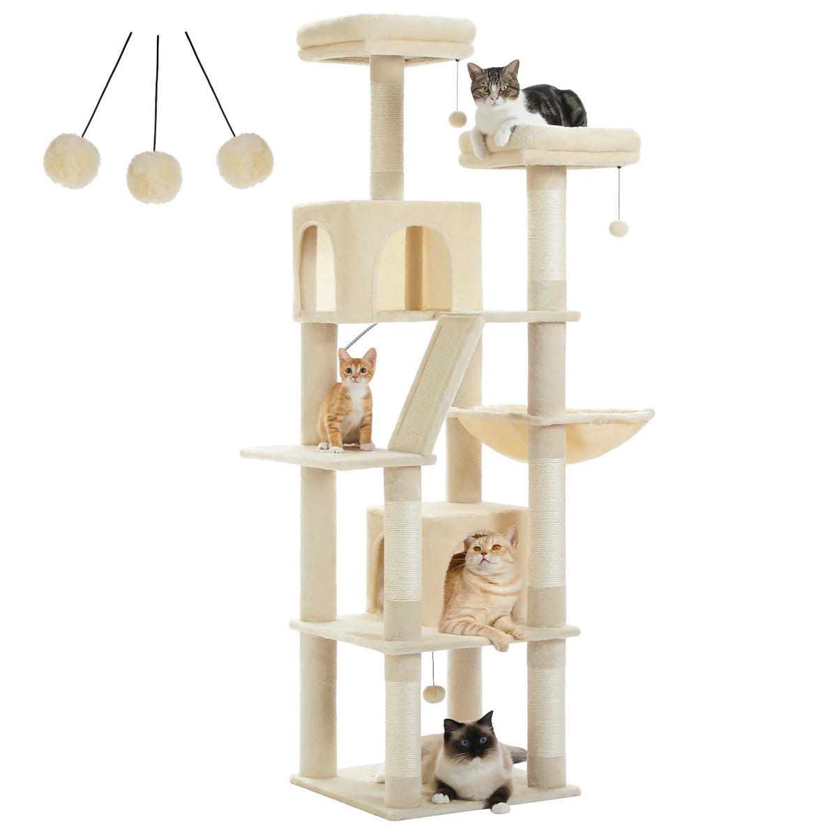 Multi-Level Cat Tree with Scratching Posts, Cozy Condo, Hammock, Large Cat Tower for Indoor Cats, Cat Scratching Board, Cat Toys Whispering Desires Shoppe