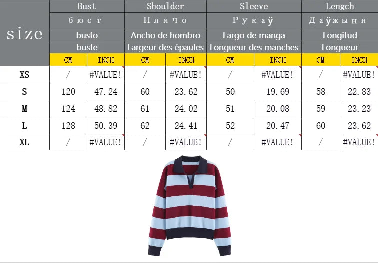 Striped Polo-Collar Long-Sleeve Sweater