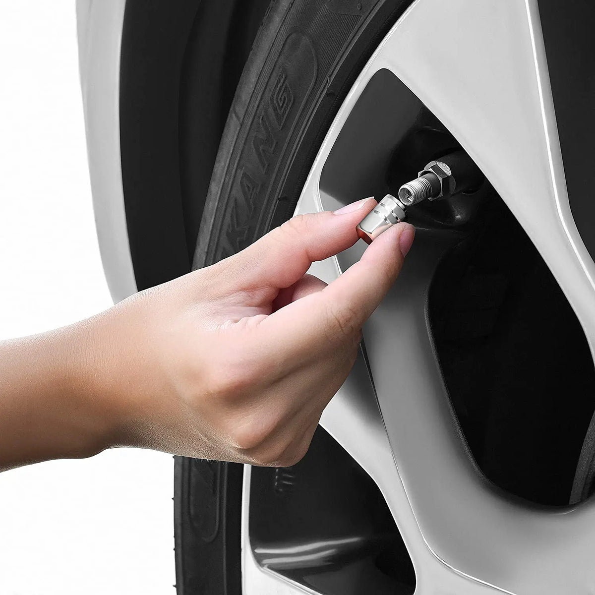Aluminum Tire Valve Caps with Rubber Seals – Set of 4