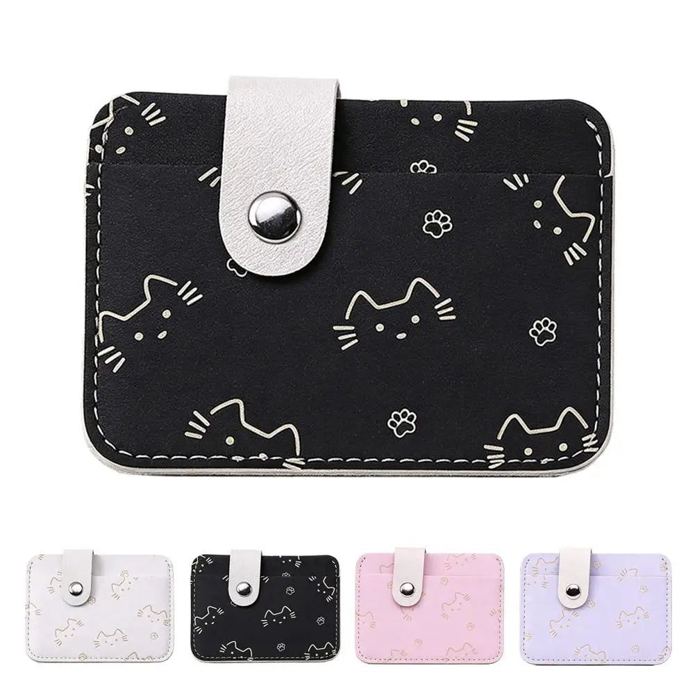 Women's Cat-Print Mini PU Wallet