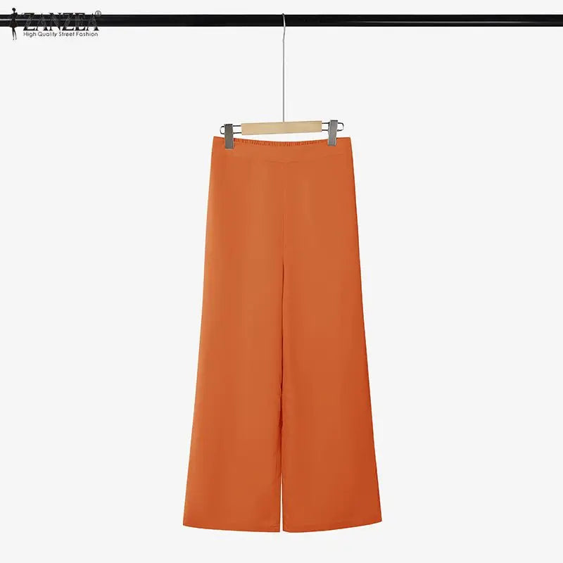 ZANZEA Sleeveless Button Blouse & Pants Set