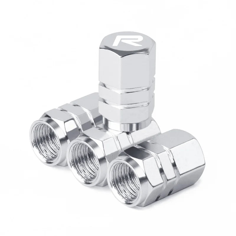 Aluminum R-Emblem Tire Valve Caps – Set of 4